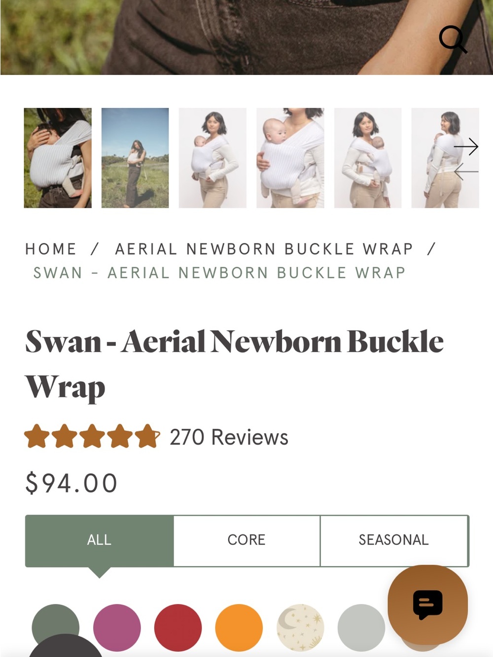 WildBird Swan Aerial Newborn Buckle Wrap in Light Gray